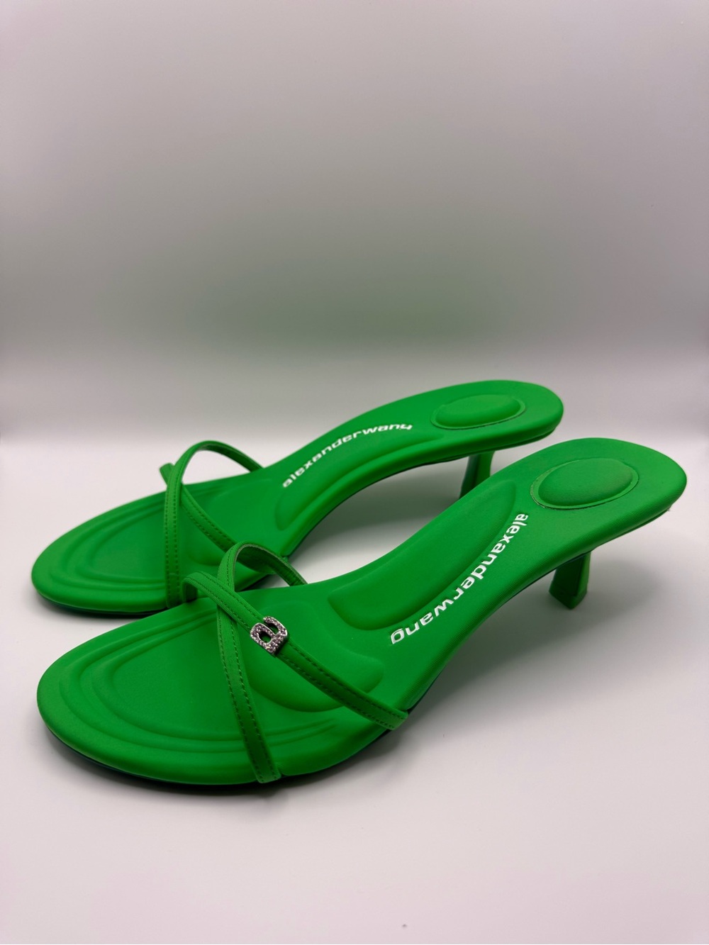 Alexander Wang Bright Green Strappy Kitten Heel Sandals